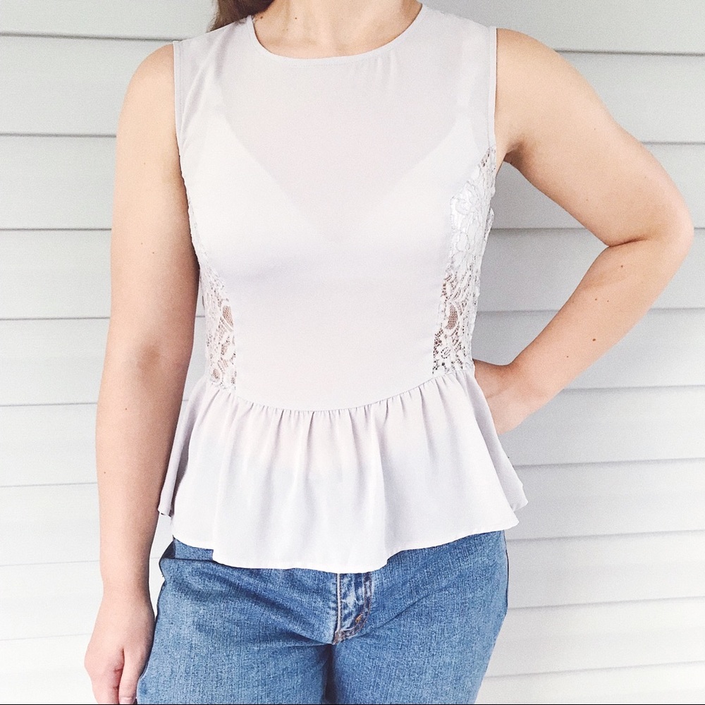 Grey lace peplum